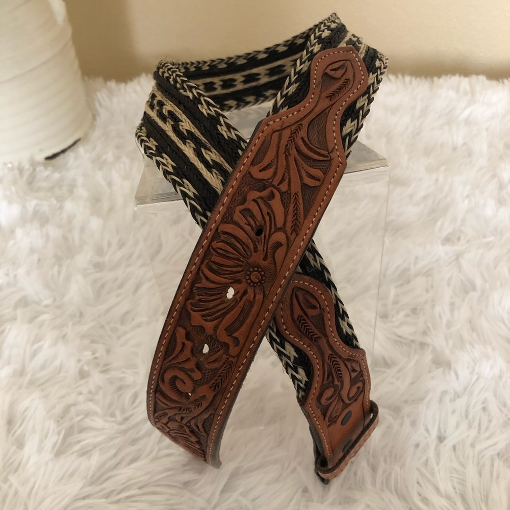 Nocona Vntg Horse Hair Hand Braided Western Belt
